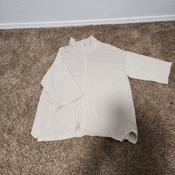 Pure J.Jill Women's Sweater Cowl Neck Size XL Cream Minimalist With Pockets - Picture 4 of 7